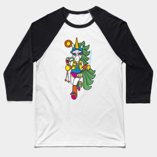 Sporticorn: Trail Running Unicorn Carrying Hiking Poles Baseball T-Shirt